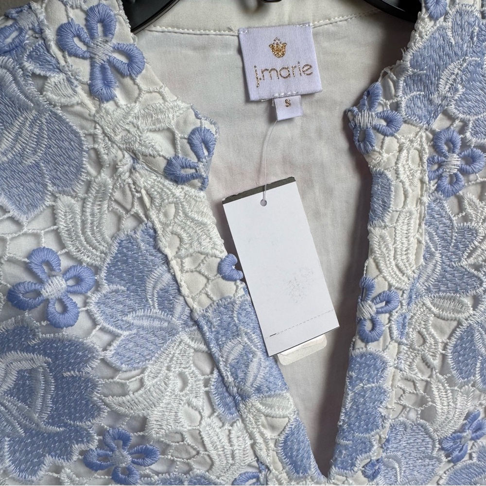 NWT J.Marie Maggie Floral Lace Split V-Neck Long Sleeve Shift Dress Sz S - Picture 12 of 12